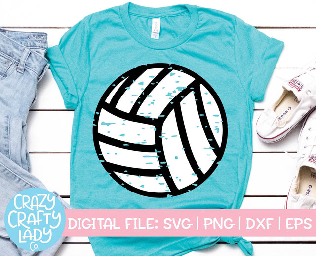 Grunge Volleyball | Distressed Sports SVG Cut File SVG Crazy Crafty Lady Co. 