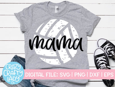 Grunge Volleyball Mama | Distressed Sports SVG Cut File SVG Crazy Crafty Lady Co. 