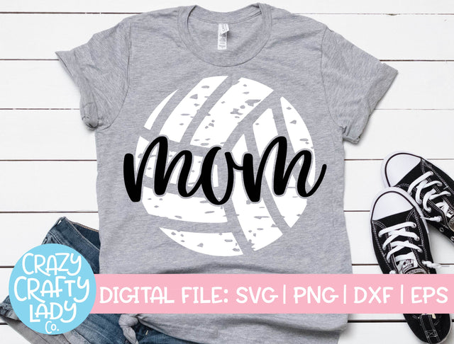 Grunge Volleyball Mom | Distressed Sports SVG Cut File SVG Crazy Crafty Lady Co. 