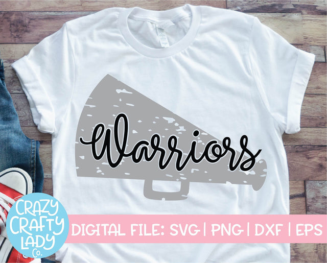 Grunge Warriors Megaphone | Distressed Mascot SVG Cut File SVG Crazy Crafty Lady Co. 