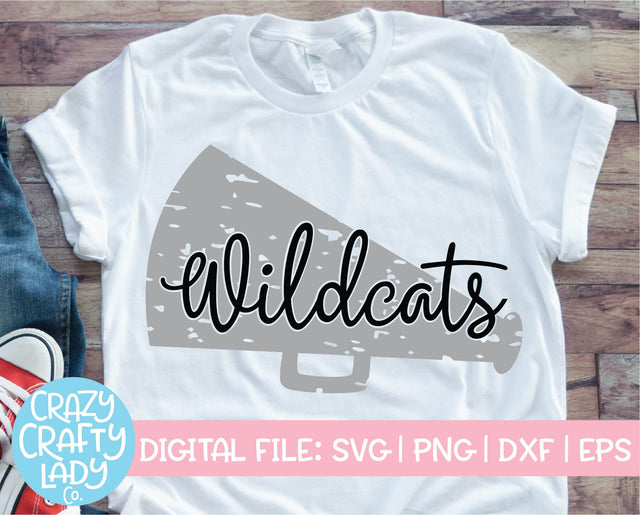 Grunge Wildcats Megaphone | Distressed Mascot SVG Cut File SVG Crazy Crafty Lady Co. 