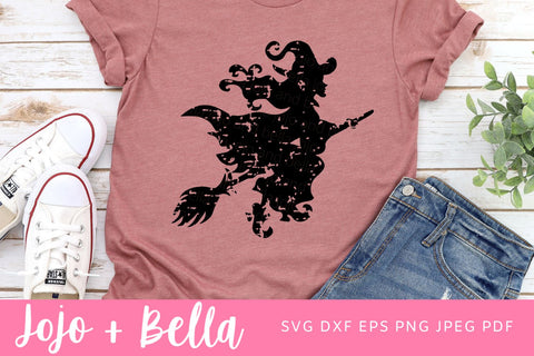 Grunge Witch SVG, Distressed Witch, Witch Svg, Witch Cut File, Witch Clip Art, Witch Svg files for Cricut, Sublimation, Silhouette. SVG Jojo&Bella 