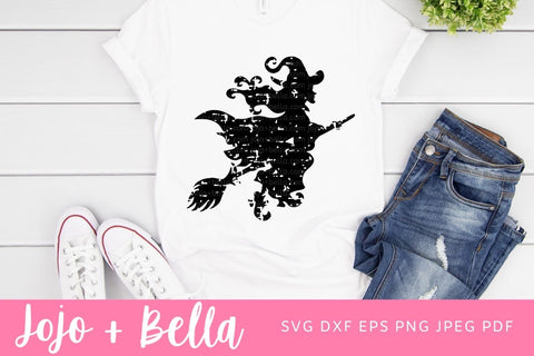 Grunge Witch SVG, Distressed Witch, Witch Svg, Witch Cut File, Witch Clip Art, Witch Svg files for Cricut, Sublimation, Silhouette. SVG Jojo&Bella 