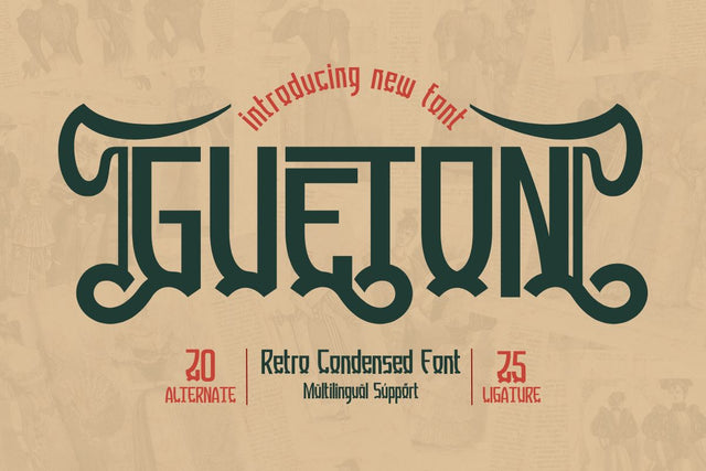 Gueton – Retro Condensed Font Font twinletter 