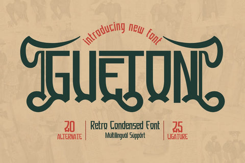 Gueton – Retro Condensed Font Font twinletter 