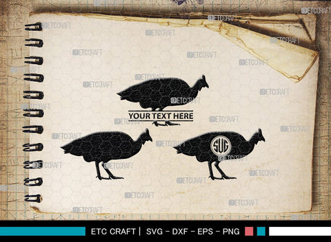 Guinea Fowl Monogram, Guinea Fowl Silhouette, Guinea Fowl SVG, Fowl Svg, Guinea Hens Svg, SB00277 SVG ETC Craft 