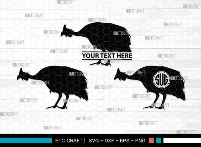 Guinea Fowl Monogram, Guinea Fowl Silhouette, Guinea Fowl SVG, Fowl Svg, Guinea Hens Svg, SB00277 SVG ETC Craft 