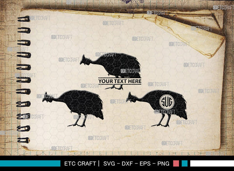 Guinea Fowl Monogram, Guinea Fowl Silhouette, Guinea Fowl SVG, Fowl Svg, Guinea Hens Svg, SB00277 SVG ETC Craft 