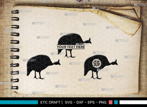 Guinea Fowl Monogram, Guinea Fowl Silhouette, Guinea Fowl SVG, Fowl Svg, Guinea Hens Svg, SB00277 SVG ETC Craft 