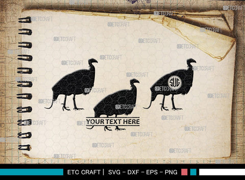 Guinea Fowl Monogram, Guinea Fowl Silhouette, Guinea Fowl SVG, Fowl Svg, Guinea Hens Svg, SB00277 SVG ETC Craft 