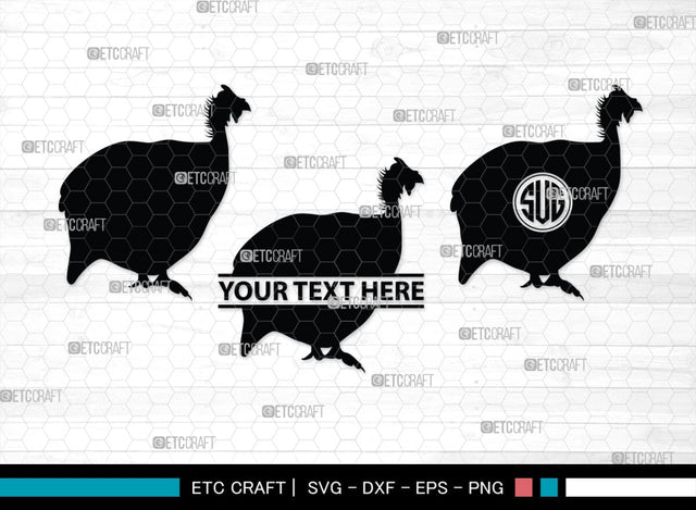 Guinea Fowl Monogram, Guinea Fowl Silhouette, Guinea Fowl SVG, Fowl Svg, Guinea Hens Svg, SB00277 SVG ETC Craft 