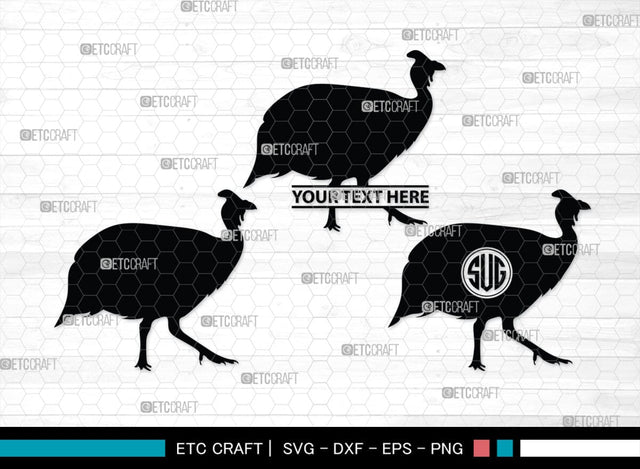 Guinea Fowl Monogram, Guinea Fowl Silhouette, Guinea Fowl SVG, Fowl Svg, Guinea Hens Svg, SB00277 SVG ETC Craft 