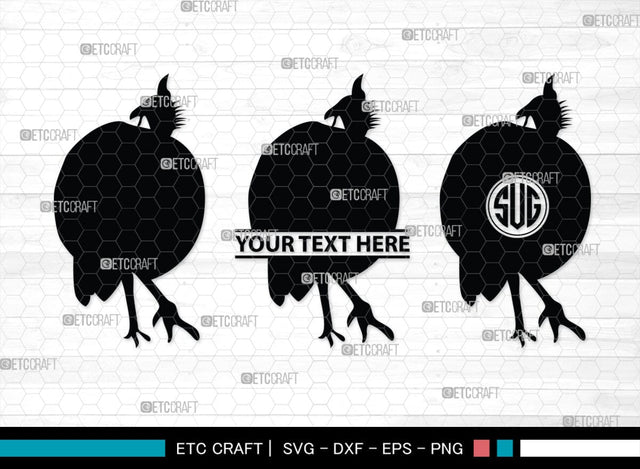 Guinea Fowl Monogram, Guinea Fowl Silhouette, Guinea Fowl SVG, Fowl Svg, Guinea Hens Svg, SB00277 SVG ETC Craft 