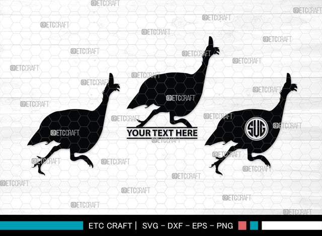 Guinea Fowl Monogram, Guinea Fowl Silhouette, Guinea Fowl SVG, Fowl Svg, Guinea Hens Svg, SB00277 SVG ETC Craft 