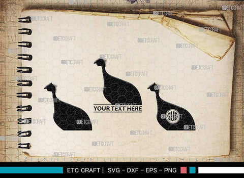 Guinea Fowl Monogram, Guinea Fowl Silhouette, Guinea Fowl SVG, Fowl Svg, Guinea Hens Svg, SB00277 SVG ETC Craft 