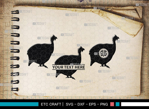 Guinea Fowl Monogram, Guinea Fowl Silhouette, Guinea Fowl SVG, Fowl Svg, Guinea Hens Svg, SB00277 SVG ETC Craft 