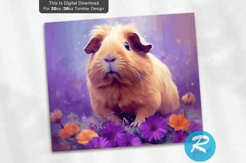Guinea Pig Purple Flowers 20 oz / 30 oz Tumbler PNG Sublimation Regulrcrative 