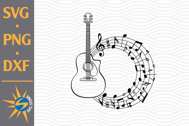 Guitar Circle Music SVG, PNG, DXF Digital Files Include SVG SVGStoreShop 