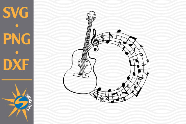 Guitar Circle Music SVG, PNG, DXF Digital Files Include SVG SVGStoreShop 