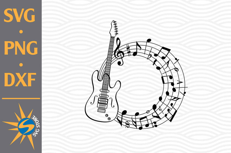 Guitar Circle Music SVG, PNG, DXF Digital Files Include SVG SVGStoreShop 
