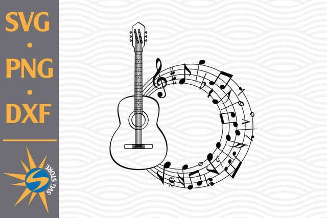 Guitar Circle Music SVG, PNG, DXF Digital Files Include SVG SVGStoreShop 