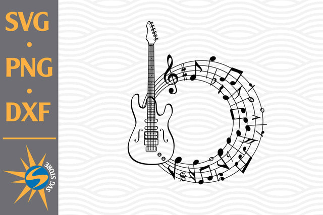 Guitar Circle Music SVG, PNG, DXF Digital Files Include SVG SVGStoreShop 