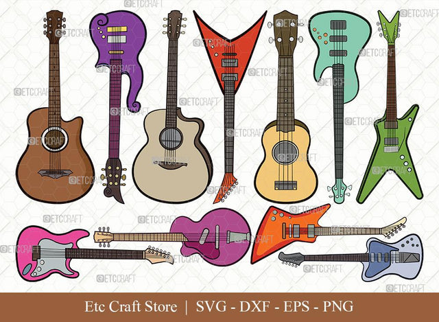 Guitar Clipart SVG Cut File | Electric Guitar Svg | Guitar Svg | Guitar Wall Svg | Musical Instrument | Eps | Dxf | Png SVG ETC Craft 