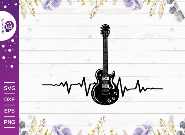 Guitar Heartbeat SVG Cut File | Musician Svg | Guitar Svg | Guitar Lifeline Svg | Acoustic Guitar | Eps | Dxf | Png SVG Reinvent Art 