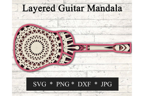 Guitar Mandala Layered SVG file for Cricut or Silhouette SVG Digital Honeybee 