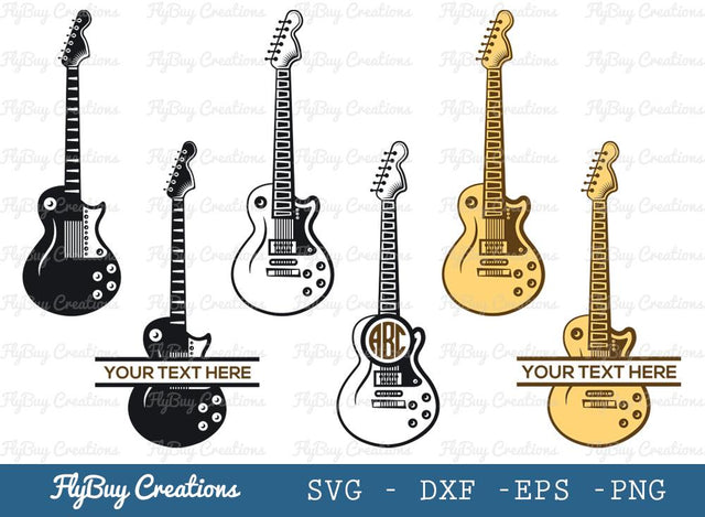 Guitar Monogram Svg Cut File| Circle Monogram | Split Monogram | Guitar | Electric Guitar | Music | Song | Artistic Guitar | Bass Guitar SVG ETC Craft 