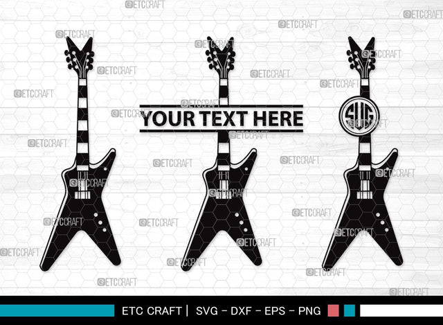 Guitar Monogram SVG | Electric Guitar Svg | Guitar Svg | Guitar Wall Svg | Musical Instrument | Guitar Clipart SVG ETC Craft 