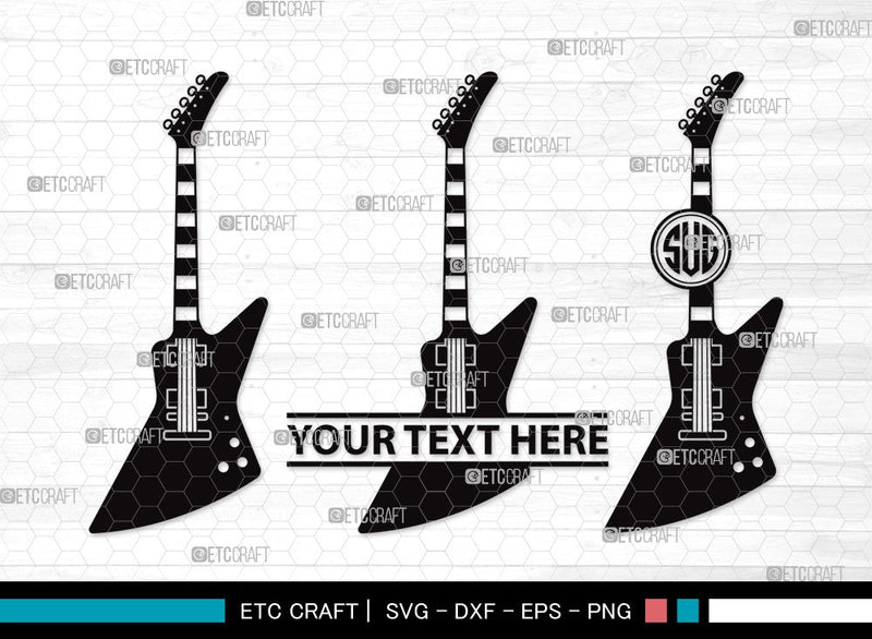 Guitar Monogram SVG | Electric Guitar Svg | Guitar Svg | Guitar Wall Svg | Musical Instrument | Guitar Clipart SVG ETC Craft 