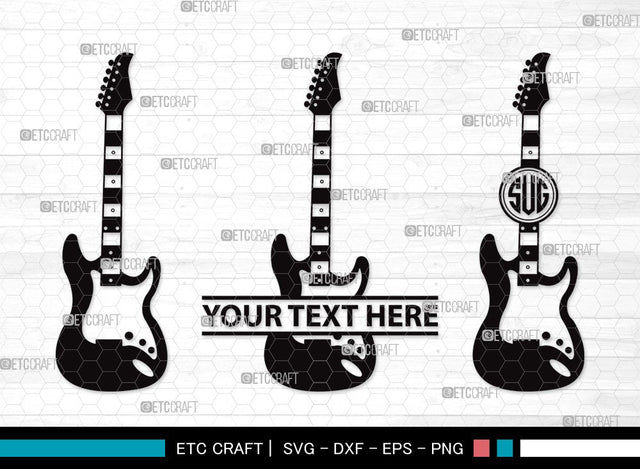 Guitar Monogram SVG | Electric Guitar Svg | Guitar Svg | Guitar Wall Svg | Musical Instrument | Guitar Clipart SVG ETC Craft 