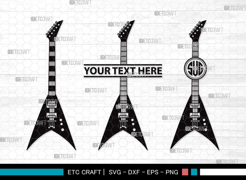 Guitar Monogram SVG | Electric Guitar Svg | Guitar Svg | Guitar Wall Svg | Musical Instrument | Guitar Clipart SVG ETC Craft 