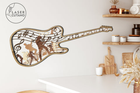 Guitar - Multilayer Laser Cut Files for Laser Cut Wood, Cricut, CNC Machines, Mandala, Sign SVG, 3D Designs SVG LaserCutano 