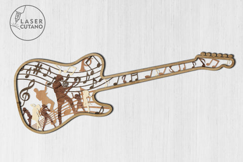 Guitar - Multilayer Laser Cut Files for Laser Cut Wood, Cricut, CNC Machines, Mandala, Sign SVG, 3D Designs SVG LaserCutano 