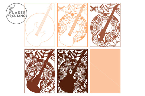 GUITAR Multilayer Laser Cut Files, Mandala, SVG, 3D Designs SVG LaserCutano 