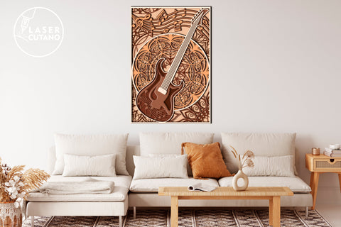 GUITAR Multilayer Laser Cut Files, Mandala, SVG, 3D Designs SVG LaserCutano 