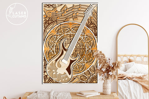GUITAR Multilayer Laser Cut Files, Mandala, SVG, 3D Designs SVG LaserCutano 