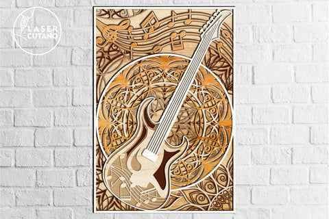 GUITAR Multilayer Laser Cut Files, Mandala, SVG, 3D Designs SVG LaserCutano 