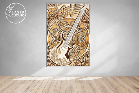 GUITAR Multilayer Laser Cut Files, Mandala, SVG, 3D Designs SVG LaserCutano 