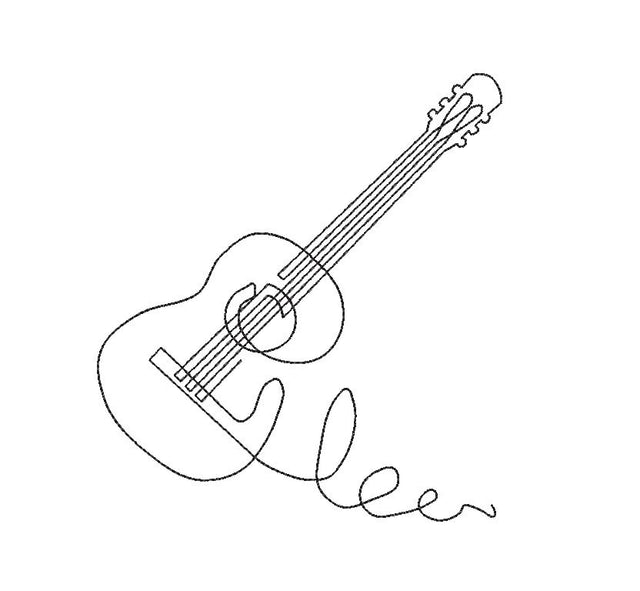 Guitar One line Machine Embroidery Design Embroidery/Applique DESIGNS Canada Embroidery 