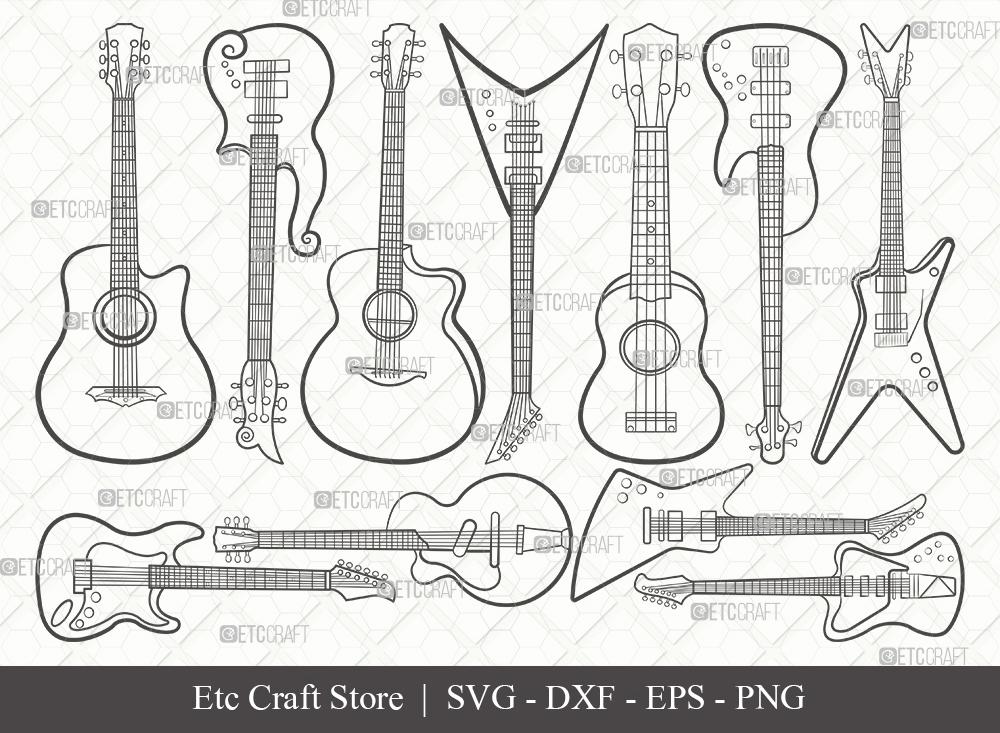 Guitar Outline SVG Cut File Electric Guitar Svg Guitar Svg Guitar 