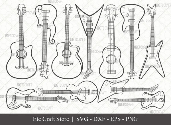 Guitar Outline SVG Cut File | ElektriskGuitar Outline SVG Cut File | Elektrisk  