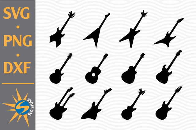 Guitar Silhouette SVG, PNG, DXF Digital Files Include SVG SVGStoreShop 