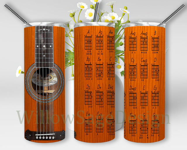 Guitar Surface 20oz Tumbler Wrap, Guitar And Chord Tumbler Png, Father's Day Gift, Guitar Lover Tumbler Design Png, Guitar Sublimation Design, Digital Download Sublimation WillowSageDesign 