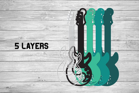 Guitar SVG, 3D Layered Rock Guitar, Multi Layer Cut File. 3D Paper Elinorka 