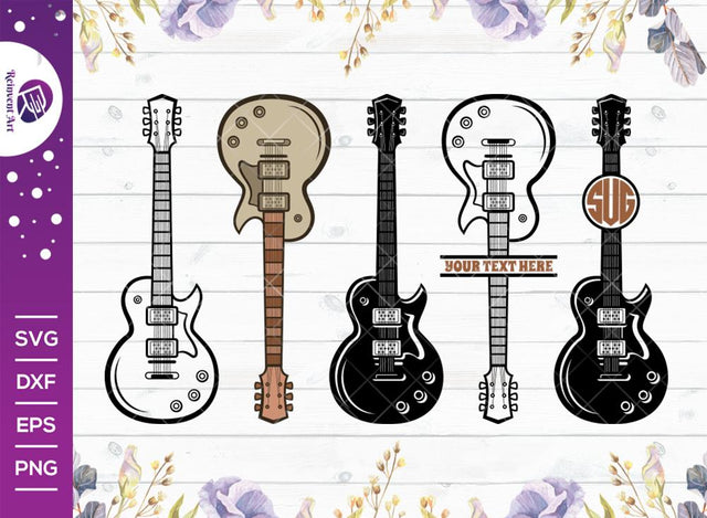 Guitar SVG Cut File | Electric Guitar Svg | Guitar Svg | Guitar Monogram Svg | Musical Instrument | Eps | Dxf | Png SVG Reinvent Art 