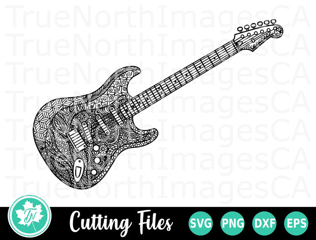 Guitar SVG | Mandala SVG | Zentangle SVG SVG TrueNorthImagesCA 