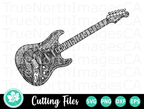 Guitar SVG | Mandala SVG | Zentangle SVG SVG TrueNorthImagesCA 